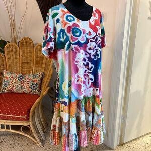 JAMS WORLD Hawaiian Print Swing Shift Dress! Colorful Rayon Print! Great. Sz 2x